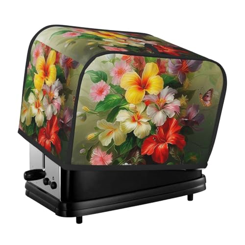 2 Scheiben Toaster-Abdeckung mit zwei Taschen zur Aufbewahrung von Messern, superweiche Geräteabdeckung, Blumenstrauß, Staubschutz für Küche, kleine Ofenabdeckung, Küche, Brotmaschine von QMNSEHF