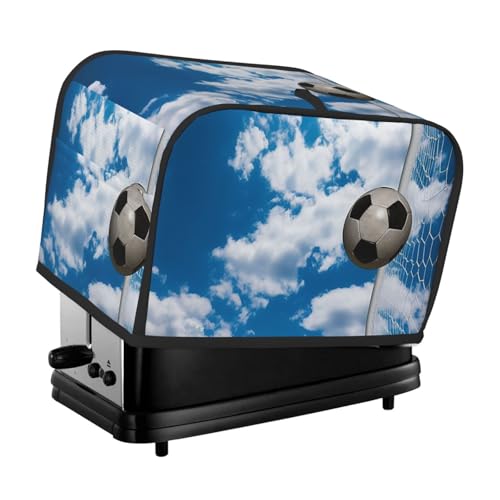 2 Scheiben Toaster-Abdeckung mit zwei Taschen zur Aufbewahrung von Messern, superweiche Geräteabdeckung, Fußball, blauer Himmel, Staubschutz für Küche, kleine Ofenabdeckung, Küche, Brotmaschine von QMNSEHF