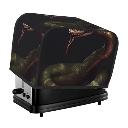 2-Scheiben-Toaster-Abdeckung mit zwei Taschen zur Aufbewahrung von Messern, superweiche Geräteabdeckung, Schlangen-Staubschutz für Küche, kleine Ofenabdeckung, Küche, Brotmaschine, Schutzabdeckungen von QMNSEHF