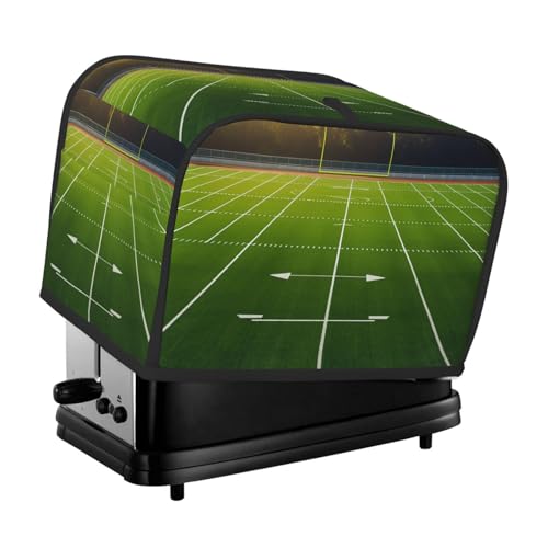 2-Scheiben-Toaster-Abdeckung mit zwei Taschen zur Aufbewahrung von Messern, superweiche Geräteabdeckung, Sportplatz in Grün, Staubschutz für Küche, kleine Ofenabdeckung, Küche, Brotmaschine von QMNSEHF