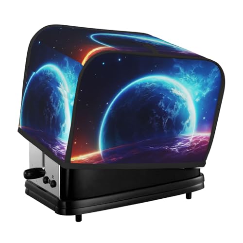 2 Scheiben Toaster-Abdeckung mit zwei Taschen zur Aufbewahrung von Messern, superweiche Geräteabdeckung, Sternplanet, Staubschutz für Küche, kleine Ofenabdeckung, Küche, Brotmaschine von QMNSEHF
