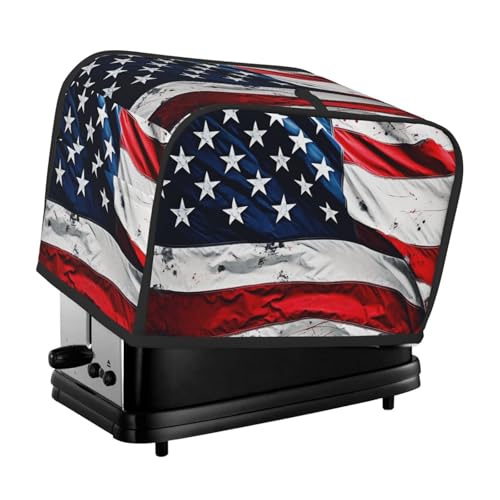 2 Scheiben Toaster-Abdeckung mit zwei Taschen zur Aufbewahrung von Messern, superweiche Geräteabdeckung, US-Flagge, Staubschutz für Küche, kleine Ofenabdeckung, Küche, Brotmaschinen-Schutzabdeckungen von QMNSEHF