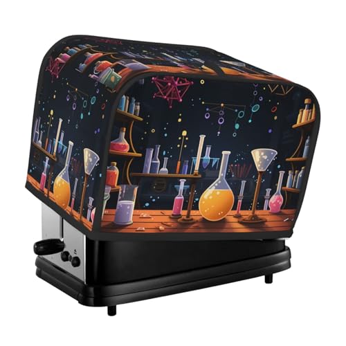 2 Scheiben Toaster-Abdeckung mit zwei Taschen zur Aufbewahrung von Messern, superweiche Geräteabdeckung, Wissenschaft, Party, Staubschutz für Küche, kleine Ofenabdeckung, Küche von QMNSEHF