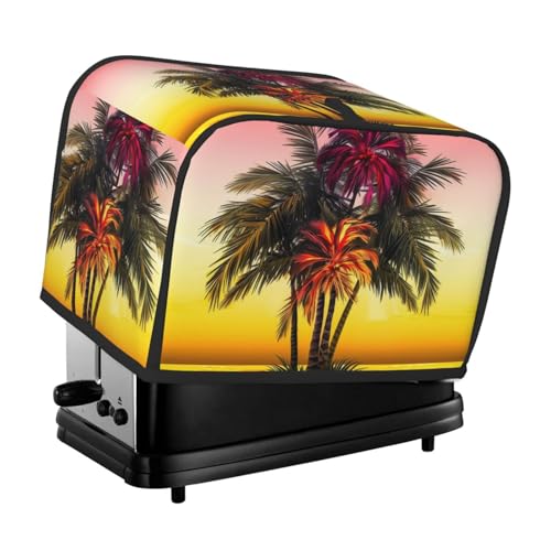 2 Scheiben Toaster-Abdeckung mit zwei Taschen zur Aufbewahrung von Messern, superweiche Geräteabdeckung, tropische Blume, Palme, Staubschutz für Küche, kleine Ofenabdeckung, Küche, Brotmaschine von QMNSEHF