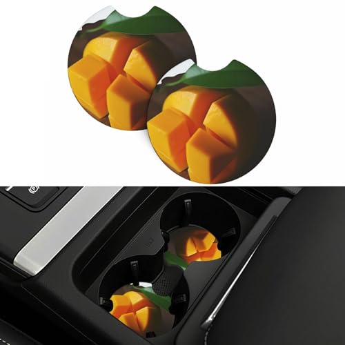 2 Stück Auto-Becheruntersetzer Mango Automotive Becherhalter Untersetzer rutschfeste Neopren Auto Cup Pads Universal Auto Interieur Zubehör für Damen Herren Cup Mat von QMNSEHF