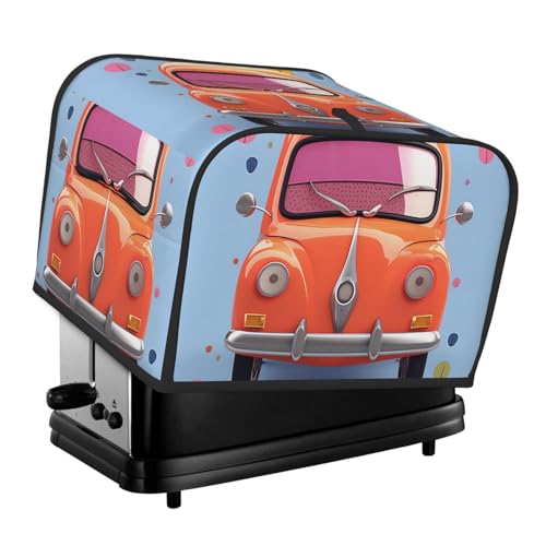 4-Scheiben-Toaster-Abdeckung mit zwei Taschen zur Aufbewahrung von Messern, superweiche Geräteabdeckungen, Cartoon-Auto-Staubschutz für Küche, kleine Ofenabdeckung, Küche, Brotmaschine von QMNSEHF