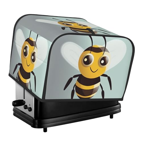 4-Scheiben-Toaster-Abdeckung mit zwei Taschen zur Aufbewahrung von Messern, superweiche Geräteabdeckungen, Cartoon-Bienen-Staubschutz für Küche, kleine Ofenabdeckung, Küche, Brotmaschine von QMNSEHF