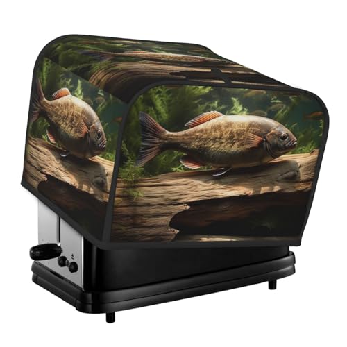 4-Scheiben-Toaster-Abdeckung mit zwei Taschen zur Aufbewahrung von Messern, superweiche Geräteabdeckungen, Holz- und Fisch-Staubschutz für Küche, kleine Ofenabdeckung, Küche von QMNSEHF