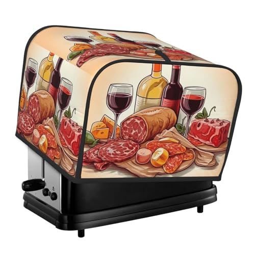 4-Scheiben-Toaster-Abdeckung mit zwei Taschen zur Aufbewahrung von Messern, superweiche Geräteabdeckungen, Lebensmittel und Getränke, Staubschutz für Küche, kleine Ofenabdeckung, Küche, Brotmaschine von QMNSEHF