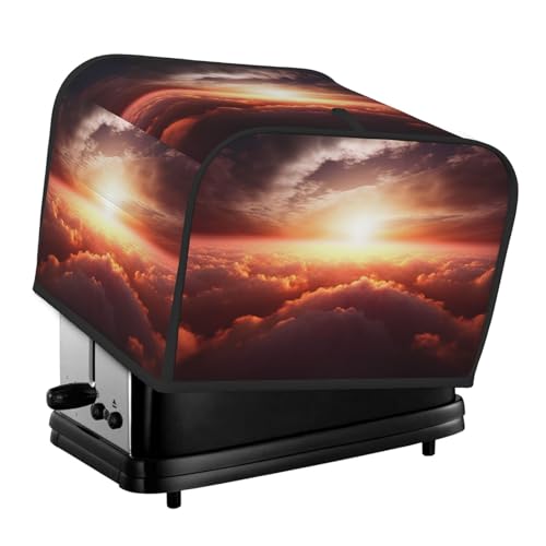 4-Scheiben-Toaster-Abdeckung mit zwei Taschen zur Aufbewahrung von Messern, superweiche Geräteabdeckungen, Sonne, Sonnenaufgang, Wolke, Staubschutz für Küche, kleine Ofenabdeckung, Küche, Brotmaschine von QMNSEHF