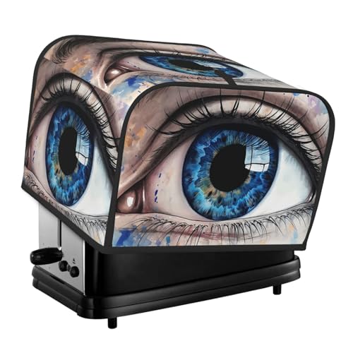 4-Scheiben-Toaster-Abdeckung mit zwei Taschen zur Aufbewahrung von Messern, superweiche Geräteabdeckungen, blaue Augen-Staubabdeckung für Küche, kleine Ofenabdeckung, Küche, Brotmaschine von QMNSEHF
