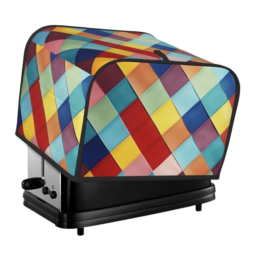 4-Scheiben-Toaster-Abdeckung mit zwei Taschen zur Aufbewahrung von Messern, superweiche Geräteabdeckungen, bunt, kariert, Staubschutz für Küche, kleine Ofen, Küche, Brotmaschine, Schutzabdeckungen 4-Scheiben-Toaster-Abdeckung mit zwei Taschen zur Aufbewahrung von Messern, superweiche Geräteabdeckungen, bunt, kariert, Staubschutz für Küche, kleine Ofen, Küche, Brotmaschine, Schutzabdeckungen von QMNSEHF