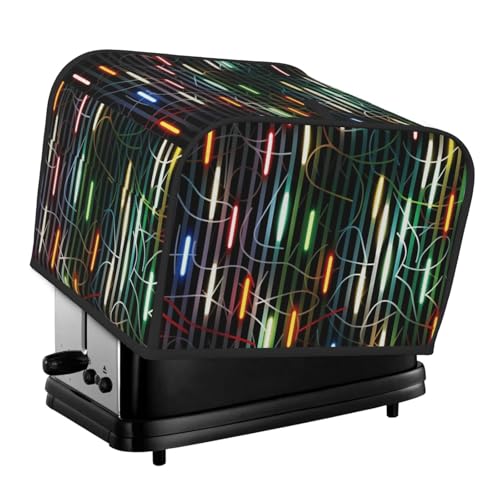 4-Scheiben-Toaster-Abdeckung mit zwei Taschen zur Aufbewahrung von Messern, superweiche Geräteabdeckungen, gestreift und leichter Staubschutz für Küche, kleine Ofenabdeckung, Küche, Brotmaschine von QMNSEHF