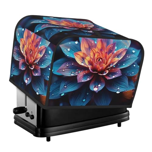 4-Scheiben-Toaster-Abdeckung mit zwei Taschen zur Aufbewahrung von Messern, superweiche Geräteabdeckungen, schöne Farbe, Blumen-Staubschutz für Küche, kleine Ofenabdeckung, Küche, Brotmaschine von QMNSEHF