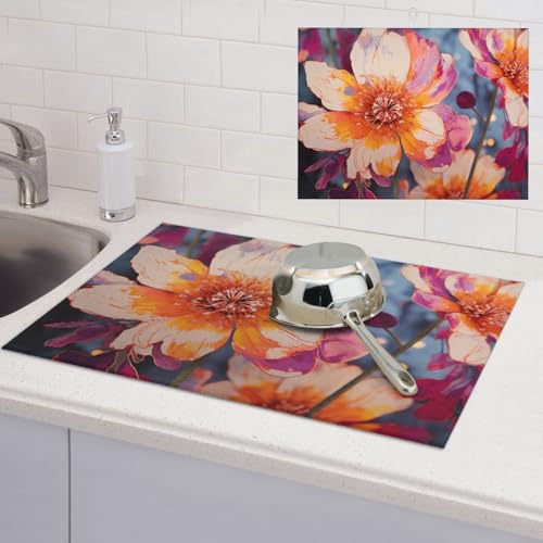 Abtropfmatte für Küchentheke, saugfähige Abtropfmatte, hitzebeständig, Abtropfmatte für Tischschutz, Geschirrpolster, helle Blumen, Küchen-Abtropfmatte, 45,7 x 61 cm Abtropfmatte für Küchentheke, saugfähige Abtropfmatte, hitzebeständig, Abtropfmatte für Tischschutz, Geschirrpolster, helle Blumen, Küchen-Abtropfmatte, 45,7 x 61 cm von QMNSEHF