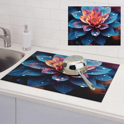 Abtropfmatte für Küchentheke, saugfähige Abtropfmatte, hitzebeständig, Abtropfmatte für Tischschutz, Geschirrpolster, schöne Farbe, Blume, Küche, Abtropfmatte, 45,7 x 61 cm Abtropfmatte für Küchentheke, saugfähige Abtropfmatte, hitzebeständig, Abtropfmatte für Tischschutz, Geschirrpolster, schöne Farbe, Blume, Küche, Abtropfmatte, 45,7 x 61 cm von QMNSEHF