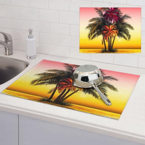 Abtropfmatte für Küchentheke, saugfähige Abtropfmatte, hitzebeständig, Abtropfmatte für Tischschutz, Geschirrpolster, tropische Blumen, Palme, Küche, Abtropfmatte, 45,7 x 61 cm Abtropfmatte für Küchentheke, saugfähige Abtropfmatte, hitzebeständig, Abtropfmatte für Tischschutz, Geschirrpolster, tropische Blumen, Palme, Küche, Abtropfmatte, 45,7 x 61 cm von QMNSEHF