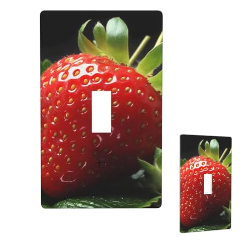 Dekorateur Wandplatte, 1-Gang-Kippschalter, Lichtschalter-Abdeckung, Standardgröße 11,4 x 7 cm, Einzelwippe, Wandplatte, Steckdosenabdeckungen, Obst, Erdbeere, Steckdosenabdeckung für Steckdosen von QMNSEHF