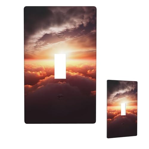 Dekorateur Wandplatte, 1-Gang-Kippschalter, Lichtschalter-Abdeckung, Standardgröße 11,4 x 7 cm, Einzelwippe, Wandplatte, Steckdosensteckerabdeckungen, Sonnenaufgang, Wolke, Steckdosenschalterabdeckung von QMNSEHF