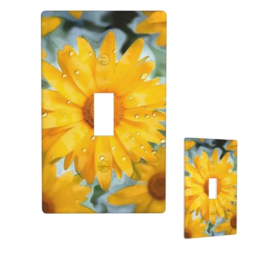 Dekorateur Wandplatte, 1-Gang-Kippschalter, Lichtschalter-Abdeckung, Standardgröße 11,4 x 7 cm, Einzelwippe, Wandplatte, Steckdosensteckerabdeckungen, gelbe Gänseblümchen-Steckdosenabdeckung für Dekorateur Wandplatte, 1-Gang-Kippschalter, Lichtschalter-Abdeckung, Standardgröße 11,4 x 7 cm, Einzelwippe, Wandplatte, Steckdosensteckerabdeckungen, gelbe Gänseblümchen-Steckdosenabdeckung für von QMNSEHF