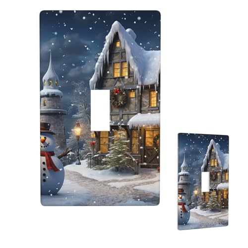 Dekorateur Wandplatte, 1-Gang-Kippschalter, Lichtschalter-Abdeckung, Standardgröße 11,4 x 7 cm, einzelne Wipp-Wandplatte, Weihnachten, Schneemänner und Häuser, Steckdosenschalter-Abdeckung für Dekorateur Wandplatte, 1-Gang-Kippschalter, Lichtschalter-Abdeckung, Standardgröße 11,4 x 7 cm, einzelne Wipp-Wandplatte, Weihnachten, Schneemänner und Häuser, Steckdosenschalter-Abdeckung für von QMNSEHF