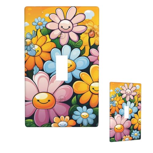 Dekorateur Wandplatte, 1-Gang-Kippschalter, Lichtschalter-Abdeckung, Standardgröße 11,4 x 7 cm, einzelne Wippe, Wandplatte, Steckdosensteckerabdeckungen, Cartoon-Blumen, Steckdosenschalter-Abdeckung Dekorateur Wandplatte, 1-Gang-Kippschalter, Lichtschalter-Abdeckung, Standardgröße 11,4 x 7 cm, einzelne Wippe, Wandplatte, Steckdosensteckerabdeckungen, Cartoon-Blumen, Steckdosenschalter-Abdeckung von QMNSEHF