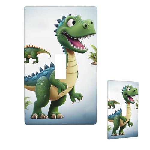 Dekorateur Wandplatte, 1-Gang-Kippschalter, Lichtschalter-Abdeckung, Standardgröße 11,4 x 7 cm, einzelne Wippe, Wandplatte, Steckdosensteckerabdeckungen, Cartoon-Dinosaurier-Bilder Dekorateur Wandplatte, 1-Gang-Kippschalter, Lichtschalter-Abdeckung, Standardgröße 11,4 x 7 cm, einzelne Wippe, Wandplatte, Steckdosensteckerabdeckungen, Cartoon-Dinosaurier-Bilder von QMNSEHF