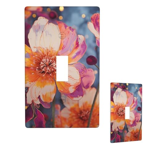 Dekorateur Wandplatte, 1-Gang-Kippschalter, Lichtschalter-Abdeckung, Standardgröße 11,4 x 7 cm, einzelne Wippe, Wandplatte, Steckdosensteckerabdeckungen, helle Blumen, Steckdosenschalterabdeckung für Dekorateur Wandplatte, 1-Gang-Kippschalter, Lichtschalter-Abdeckung, Standardgröße 11,4 x 7 cm, einzelne Wippe, Wandplatte, Steckdosensteckerabdeckungen, helle Blumen, Steckdosenschalterabdeckung für von QMNSEHF