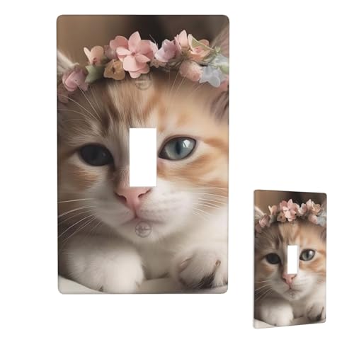 Dekorateur Wandplatte, 1-Gang-Kippschalter, Lichtschalter-Abdeckung, Standardgröße 11,4 x 7 cm, einzelne Wippe, Wandplatte, Steckdosensteckerabdeckungen, süße Tiere, niedliche Katze Dekorateur Wandplatte, 1-Gang-Kippschalter, Lichtschalter-Abdeckung, Standardgröße 11,4 x 7 cm, einzelne Wippe, Wandplatte, Steckdosensteckerabdeckungen, süße Tiere, niedliche Katze von QMNSEHF