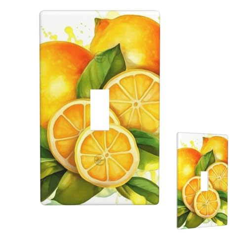 Dekorateur-Wandplatte, 1-Gang-Kippschalter-Abdeckung, Standardgröße 11,4 x 7 cm, Einzel-Wippe, Wandplatte, Steckdosenabdeckungen, Aquarell, Zitrone, Obst, Steckdosenschalterabdeckung für Steckdosen Dekorateur-Wandplatte, 1-Gang-Kippschalter-Abdeckung, Standardgröße 11,4 x 7 cm, Einzel-Wippe, Wandplatte, Steckdosenabdeckungen, Aquarell, Zitrone, Obst, Steckdosenschalterabdeckung für Steckdosen von QMNSEHF
