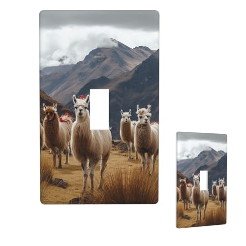 Dekorateur Wandplatte, 1-Gang-Kippschalter-Abdeckung, Standardgröße 11,4 x 7 cm, Einzel-Wippe, Wandplatte, Steckdosenabdeckungen, Lamas in der Anden-Steckdose, Schalterabdeckung für Dekorateur Wandplatte, 1-Gang-Kippschalter-Abdeckung, Standardgröße 11,4 x 7 cm, Einzel-Wippe, Wandplatte, Steckdosenabdeckungen, Lamas in der Anden-Steckdose, Schalterabdeckung für von QMNSEHF