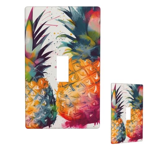 Dekorateur-Wandplatte, 1-Gang-Kippschalter-Abdeckung, Standardgröße 11,4 x 7 cm, einzelne Wippe, Wandplatte, tropische Früchte, Aquarell, Ananas, Steckdosenschalterabdeckung für Steckdosen, Dekoration Dekorateur-Wandplatte, 1-Gang-Kippschalter-Abdeckung, Standardgröße 11,4 x 7 cm, einzelne Wippe, Wandplatte, tropische Früchte, Aquarell, Ananas, Steckdosenschalterabdeckung für Steckdosen, Dekoration von QMNSEHF