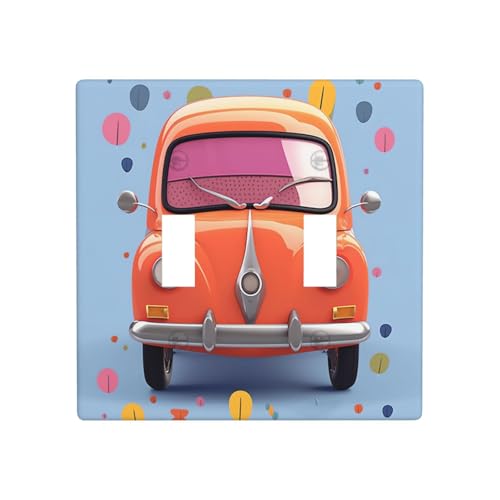Dekorateur Wandplatte, 2-Gang-Kippschalter, Lichtschalter-Abdeckung, Standardgröße 11,4 x 11,4 cm, Einzelwippe, Wandplatte, Steckdosenabdeckung, Cartoon-Auto-Steckdosenabdeckung für Steckdosen von QMNSEHF