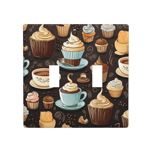 Dekorateur Wandplatte, 2-Gang-Kippschalter, Lichtschalter-Abdeckung, Standardgröße 11,4 x 11,4 cm, Einzelwippe, Wandplatte, Steckdosenabdeckungen, Kaffee-Steckdosenabdeckung, Abdeckung für Steckdosen von QMNSEHF
