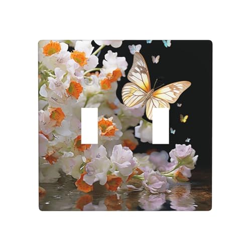 Dekorateur Wandplatte, 2-Gang-Kippschalter, Lichtschalter-Abdeckung, Standardgröße 11,4 x 11,4 cm, Einzelwippe, Wandplatte, Steckdosensteckerabdeckungen, Blumen, Steckdosenschalterabdeckung für Dekorateur Wandplatte, 2-Gang-Kippschalter, Lichtschalter-Abdeckung, Standardgröße 11,4 x 11,4 cm, Einzelwippe, Wandplatte, Steckdosensteckerabdeckungen, Blumen, Steckdosenschalterabdeckung für von QMNSEHF
