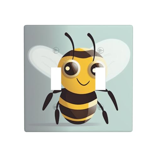 Dekorateur Wandplatte, 2-Gang-Kippschalter, Lichtschalter-Abdeckung, Standardgröße 11,4 x 11,4 cm, Einzelwippe, Wandplatte, Steckdosensteckerabdeckungen, Cartoon-Bienen-Steckdosenabdeckung für Dekorateur Wandplatte, 2-Gang-Kippschalter, Lichtschalter-Abdeckung, Standardgröße 11,4 x 11,4 cm, Einzelwippe, Wandplatte, Steckdosensteckerabdeckungen, Cartoon-Bienen-Steckdosenabdeckung für von QMNSEHF