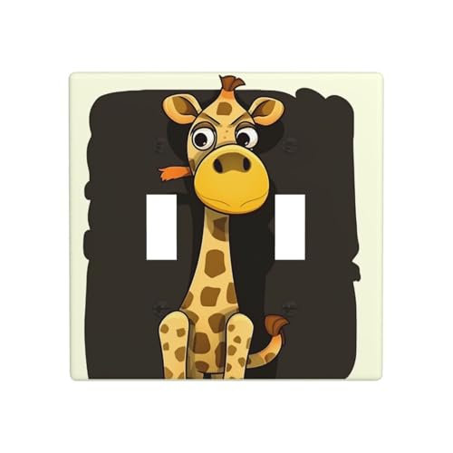 Dekorateur Wandplatte, 2-Gang-Kippschalter, Lichtschalter-Abdeckung, Standardgröße 11,4 x 11,4 cm, Einzelwippe, Wandplatte, Steckdosensteckerabdeckungen, Cartoon-Giraffe, Steckdosenabdeckung für Dekorateur Wandplatte, 2-Gang-Kippschalter, Lichtschalter-Abdeckung, Standardgröße 11,4 x 11,4 cm, Einzelwippe, Wandplatte, Steckdosensteckerabdeckungen, Cartoon-Giraffe, Steckdosenabdeckung für von QMNSEHF