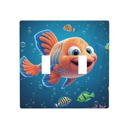 Dekorateur Wandplatte, 2-Gang-Kippschalter, Lichtschalter-Abdeckung, Standardgröße 11,4 x 11,4 cm, Einzelwippe, Wandplatte, Steckerabdeckungen, Cartoon, Seefisch, Steckdosenabdeckung, Abdeckung für Dekorateur Wandplatte, 2-Gang-Kippschalter, Lichtschalter-Abdeckung, Standardgröße 11,4 x 11,4 cm, Einzelwippe, Wandplatte, Steckerabdeckungen, Cartoon, Seefisch, Steckdosenabdeckung, Abdeckung für von QMNSEHF