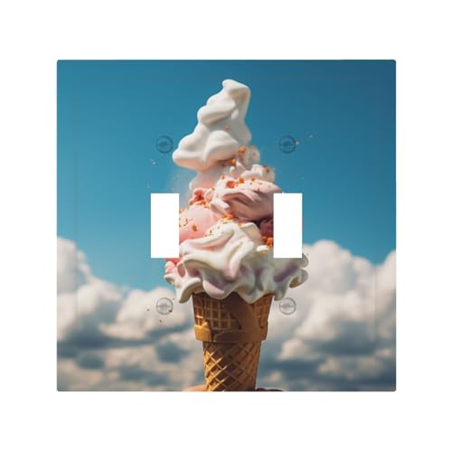 Dekorateur Wandplatte, 2-Gang-Kippschalter, Lichtschalter-Abdeckung, mittlere Größe, 12,7 x 12,4 cm, Einzelwippe, Wandplatte, Steckdosenabdeckung, Abdeckung für bewölkte Eiscreme-Steckdosen Dekorateur Wandplatte, 2-Gang-Kippschalter, Lichtschalter-Abdeckung, mittlere Größe, 12,7 x 12,4 cm, Einzelwippe, Wandplatte, Steckdosenabdeckung, Abdeckung für bewölkte Eiscreme-Steckdosen von QMNSEHF