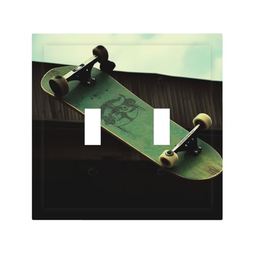 Dekorateur Wandplatte, 2-Gang-Kippschalter, Lichtschalter-Abdeckung, mittlere Größe, 12,7 x 12,4 cm, Einzelwippe, Wandplatte, Steckdosenabdeckung, Skateboard-Steckdosenabdeckung für Steckdosen Dekorateur Wandplatte, 2-Gang-Kippschalter, Lichtschalter-Abdeckung, mittlere Größe, 12,7 x 12,4 cm, Einzelwippe, Wandplatte, Steckdosenabdeckung, Skateboard-Steckdosenabdeckung für Steckdosen von QMNSEHF
