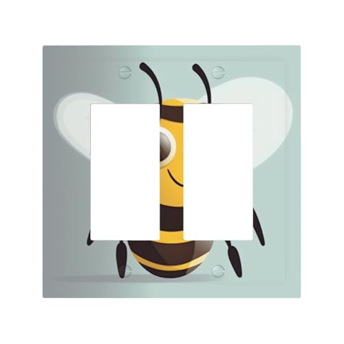 Dekorateur Wandplatte, 2-Gang-Kippschalter, Lichtschalter-Abdeckung, mittlere Größe, 12,7 x 12,4 cm, Einzelwippe, Wandplatte, Steckdosensteckerabdeckungen, Cartoon-Bienen-Steckdosenabdeckung für Dekorateur Wandplatte, 2-Gang-Kippschalter, Lichtschalter-Abdeckung, mittlere Größe, 12,7 x 12,4 cm, Einzelwippe, Wandplatte, Steckdosensteckerabdeckungen, Cartoon-Bienen-Steckdosenabdeckung für von QMNSEHF
