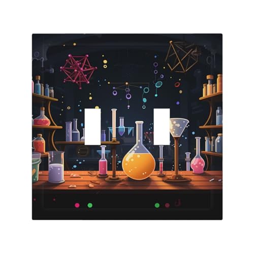 Dekorateur Wandplatte, 2-Gang-Kippschalter, Lichtschalter-Abdeckung, mittlere Größe, 12,7 x 12,4 cm, Einzelwippe, Wandplatte, Steckdosensteckerabdeckungen, Wissenschaft, Party Dekorateur Wandplatte, 2-Gang-Kippschalter, Lichtschalter-Abdeckung, mittlere Größe, 12,7 x 12,4 cm, Einzelwippe, Wandplatte, Steckdosensteckerabdeckungen, Wissenschaft, Party von QMNSEHF
