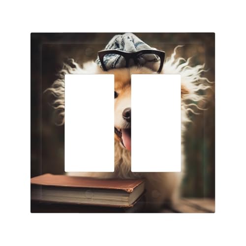 Dekorateur Wandplatte, 2-Gang-Kippschalter, Lichtschalter-Abdeckung, mittlere Größe, 12,7 x 12,4 cm, einzelne Wippe, Wandplatte, Steckdosensteckerabdeckungen, lustige Tier-Hunde-Steckdosenabdeckung Dekorateur Wandplatte, 2-Gang-Kippschalter, Lichtschalter-Abdeckung, mittlere Größe, 12,7 x 12,4 cm, einzelne Wippe, Wandplatte, Steckdosensteckerabdeckungen, lustige Tier-Hunde-Steckdosenabdeckung von QMNSEHF