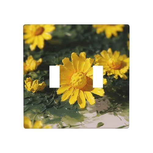 Dekorateur Wandplatte, 2-Gang-Kippschalter-Abdeckung, Standardgröße 11,4 x 11,4 cm, Einzel-Wippe, Wandplatte, Buchsensteckerabdeckungen, gelbe Blumen, Steckdosenschalterabdeckung für Steckdosen von QMNSEHF