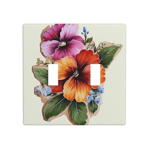 Dekorateur Wandplatte, 2-Gang-Kippschalter-Abdeckung, Standardgröße 11,4 x 11,4 cm, einzelne Wippe, Wandplatte, Steckdosensteckerabdeckungen, handbemalte Blumensteckdosenabdeckung für Steckdosen Dekorateur Wandplatte, 2-Gang-Kippschalter-Abdeckung, Standardgröße 11,4 x 11,4 cm, einzelne Wippe, Wandplatte, Steckdosensteckerabdeckungen, handbemalte Blumensteckdosenabdeckung für Steckdosen von QMNSEHF