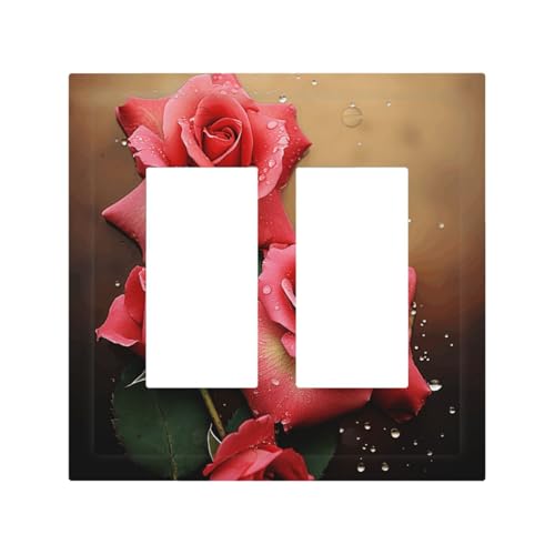 Dekorateur Wandplatte, 2-Gang-Kippschalter-Abdeckung, mittlere Größe, 12,7 x 12,4 cm, einzelne Wippe, Wandplatte, Steckdosensteckerabdeckungen, Rosen, Steckdosenschalter-Abdeckung für von QMNSEHF