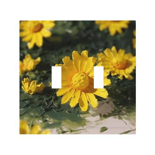 Dekorateur Wandplatte, 2-Gang-Kippschalter-Abdeckung, mittlere Größe, 12,7 x 12,4 cm, einzelne Wippe, Wandplatte, Steckdosensteckerabdeckungen, gelbe Blumen, Steckdosenabdeckung für Steckdosen Dekorateur Wandplatte, 2-Gang-Kippschalter-Abdeckung, mittlere Größe, 12,7 x 12,4 cm, einzelne Wippe, Wandplatte, Steckdosensteckerabdeckungen, gelbe Blumen, Steckdosenabdeckung für Steckdosen von QMNSEHF