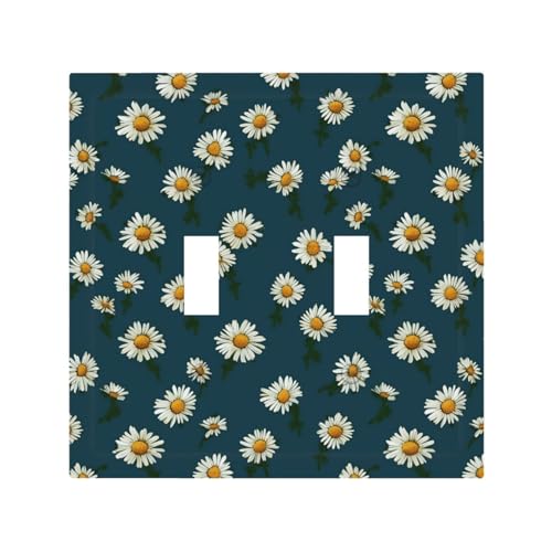 Dekorateur Wandplatte, 2-Gang-Kippschalter-Abdeckung, mittlere Größe, 12,7 x 12,4 cm, einzelne Wippe, Wandplatte, Steckdosensteckerabdeckungen, kleine Gänseblümchen-Steckdosenschalterabdeckung für von QMNSEHF