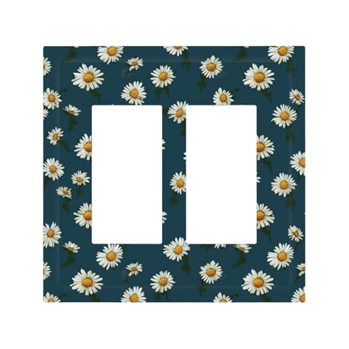 Dekorateur Wandplatte, 2-Gang-Kippschalter-Abdeckung, mittlere Größe, 12,7 x 12,4 cm, einzelne Wippe, Wandplatte, Steckdosensteckerabdeckungen, kleine Gänseblümchen-Steckdosenschalterabdeckung für von QMNSEHF