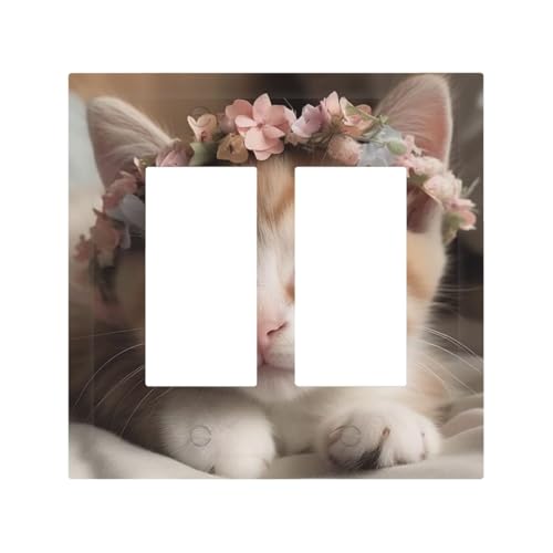 Dekorateur Wandplatte, 2-Gang-Kippschalter-Abdeckung, mittlere Größe, 12,7 x 12,4 cm, einzelne Wippe, Wandplatte, Steckdosensteckerabdeckungen, süße Tiere, niedliche Katze, Steckdosenabdeckung für Dekorateur Wandplatte, 2-Gang-Kippschalter-Abdeckung, mittlere Größe, 12,7 x 12,4 cm, einzelne Wippe, Wandplatte, Steckdosensteckerabdeckungen, süße Tiere, niedliche Katze, Steckdosenabdeckung für von QMNSEHF